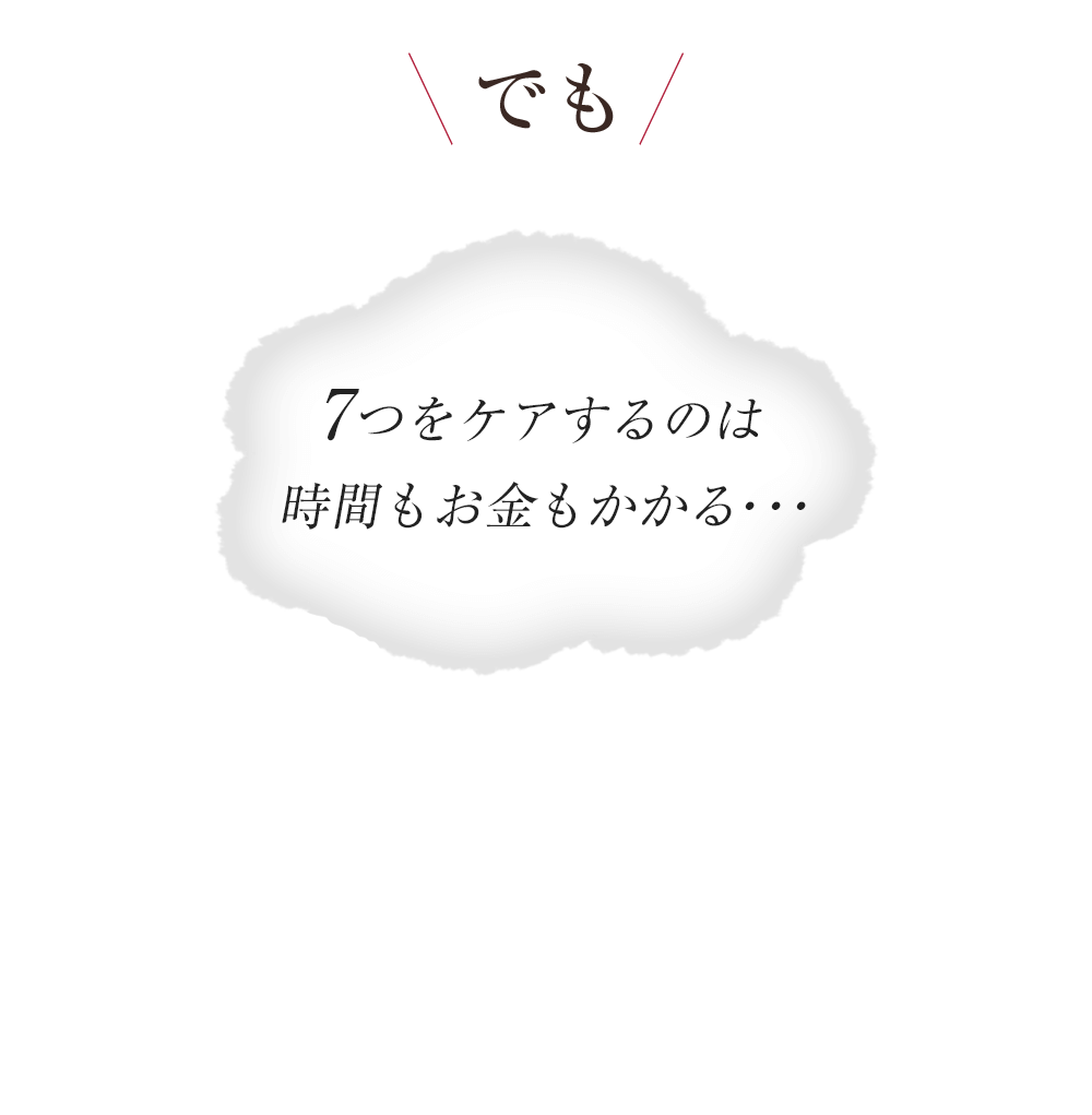 でも7つをケアするのは時間もお金もかかる・・・